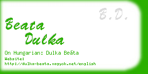 beata dulka business card